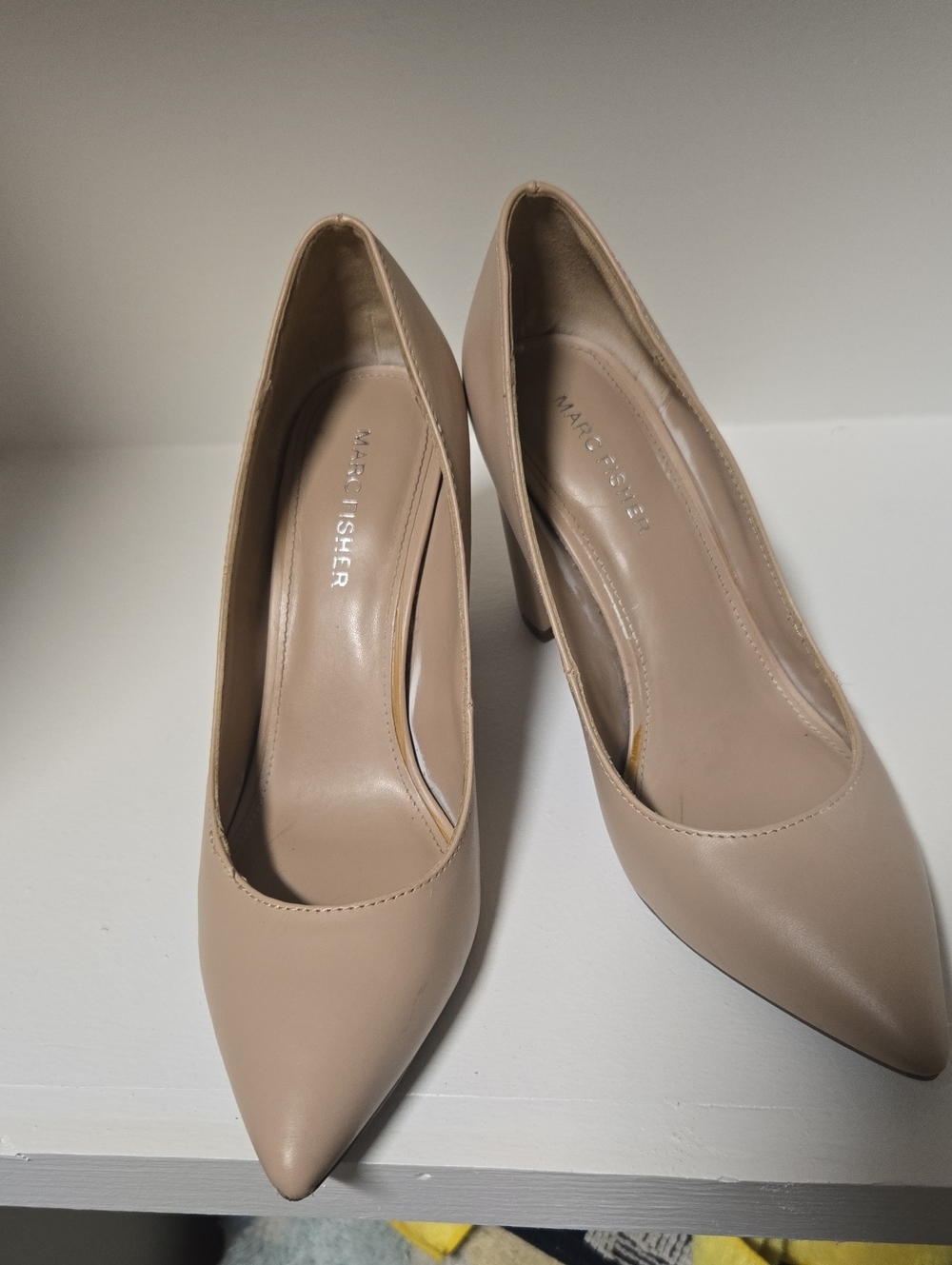 Marc Fisher Beige Pointed-Toe Pumps